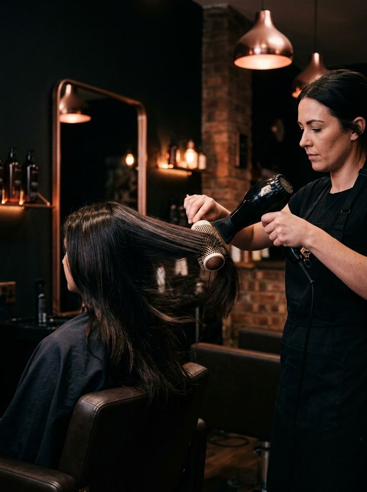 Brushing en mouvement dans une lumière cuivre